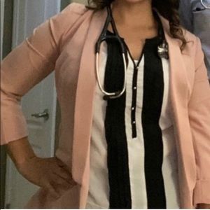 New York & Company White & Black Sheer Blouse